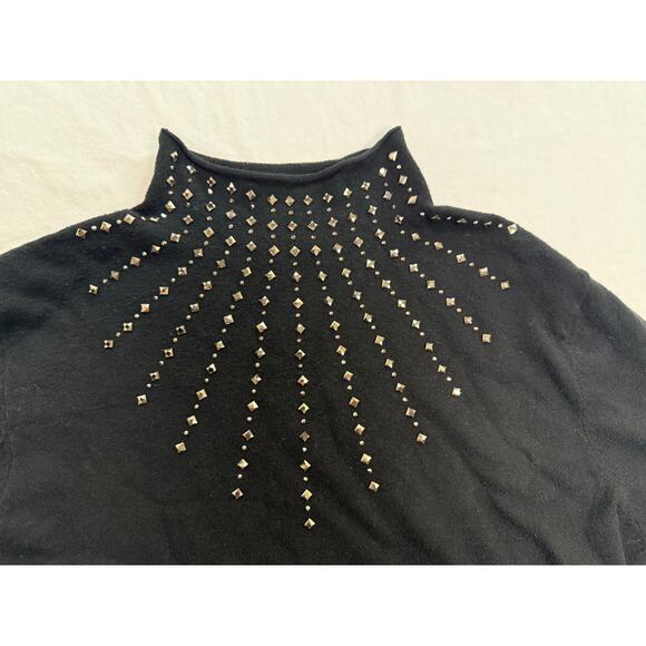 Vila Milano Sweater Knit Black Studded Long Sleeve Women's Size Large - Picture 3 of 10